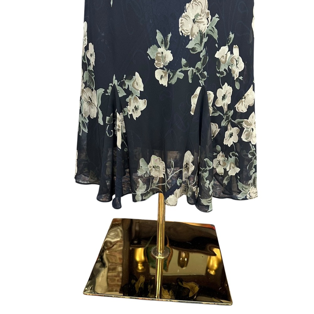 Y2K Fairycore Whimsigoth Floral Paisley V-Neck Sleeveless Midi Dress Blue SZ 12 - Picture 3 of 8